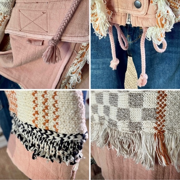 Free People Everything Nice Sugar Rose Pink Fringe Jacket M NWT - Picture 10 of 16